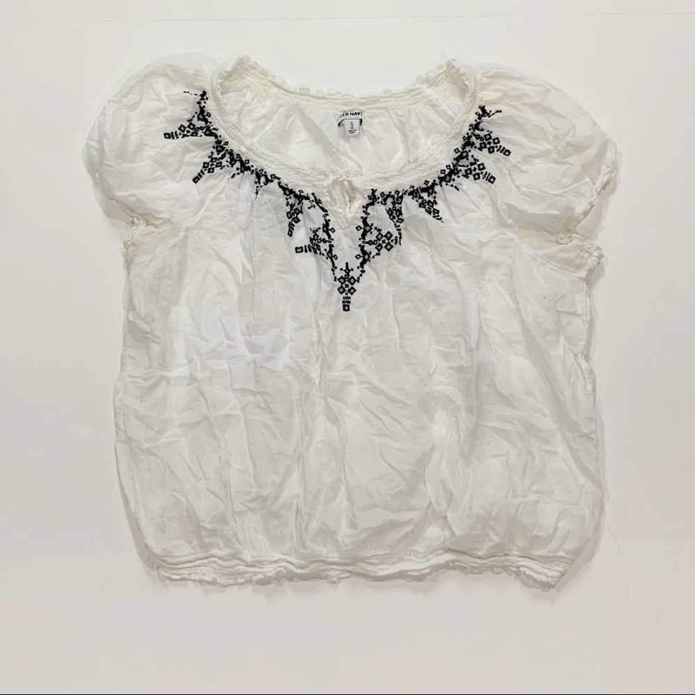 Old Navy Front Tie Peekaboo SS Blouse Size XL